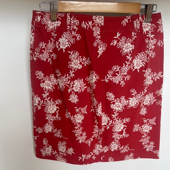 Loft floral red midi stretchy skirt - Picture 5 of 6